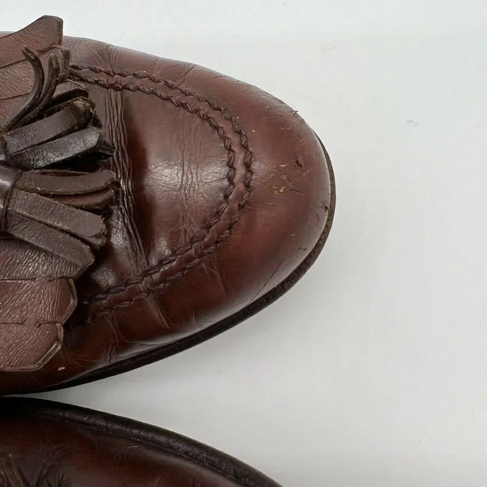 SALVATORE FERRAGAMO Brown Tassel Kiltie Loafer Slip on DRESS SHOES 7 1/2 D Italy